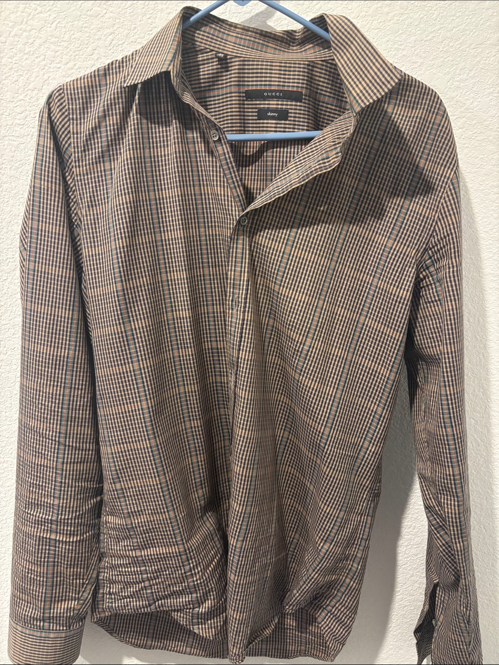 Gucci Brown and Black Checked Men's Dress Shirt